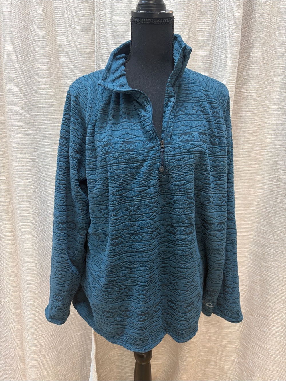Eddie Bauer Teal Textured Half-Zip Pullover
